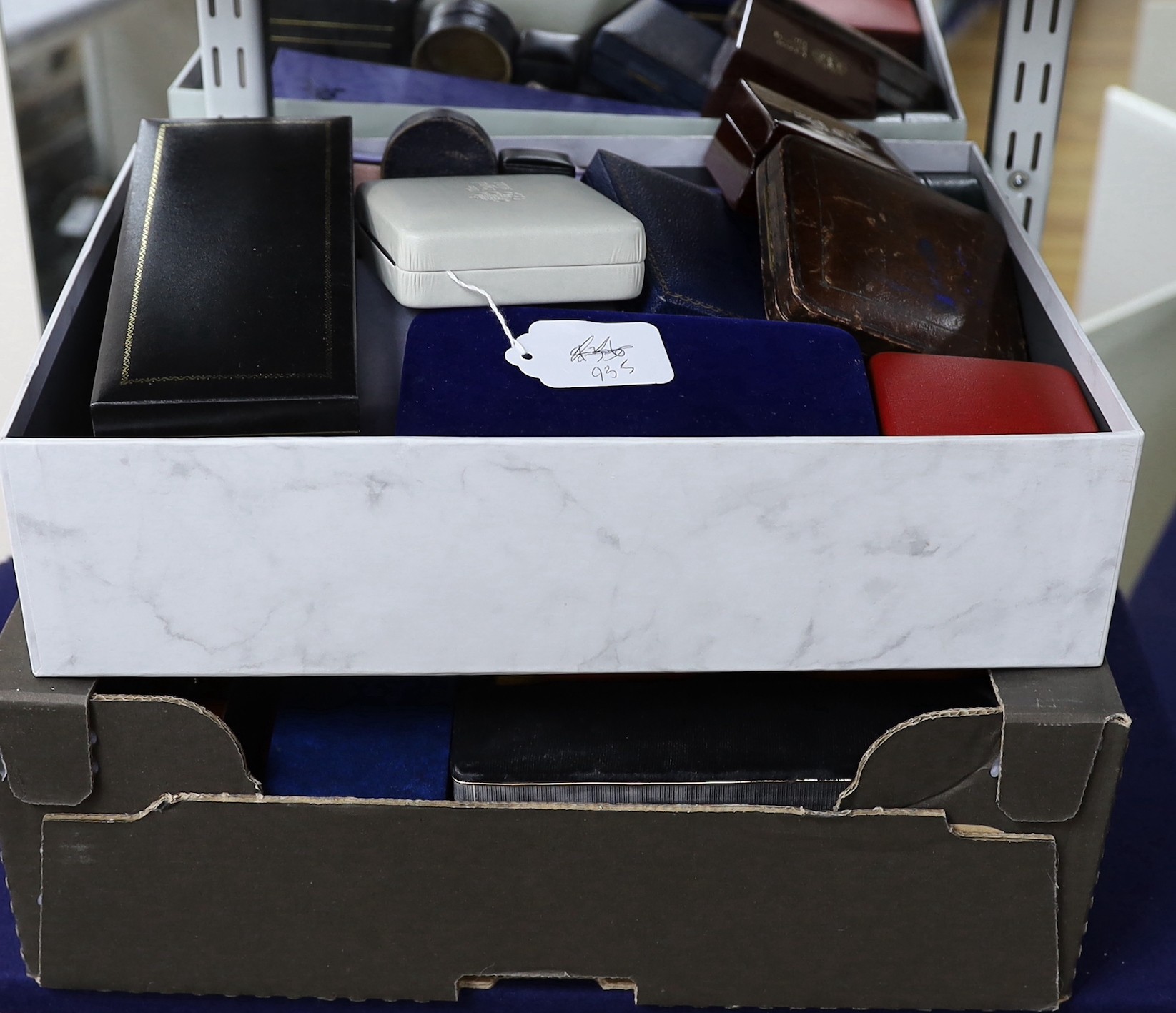 Two boxes of assorted jewellery boxes.